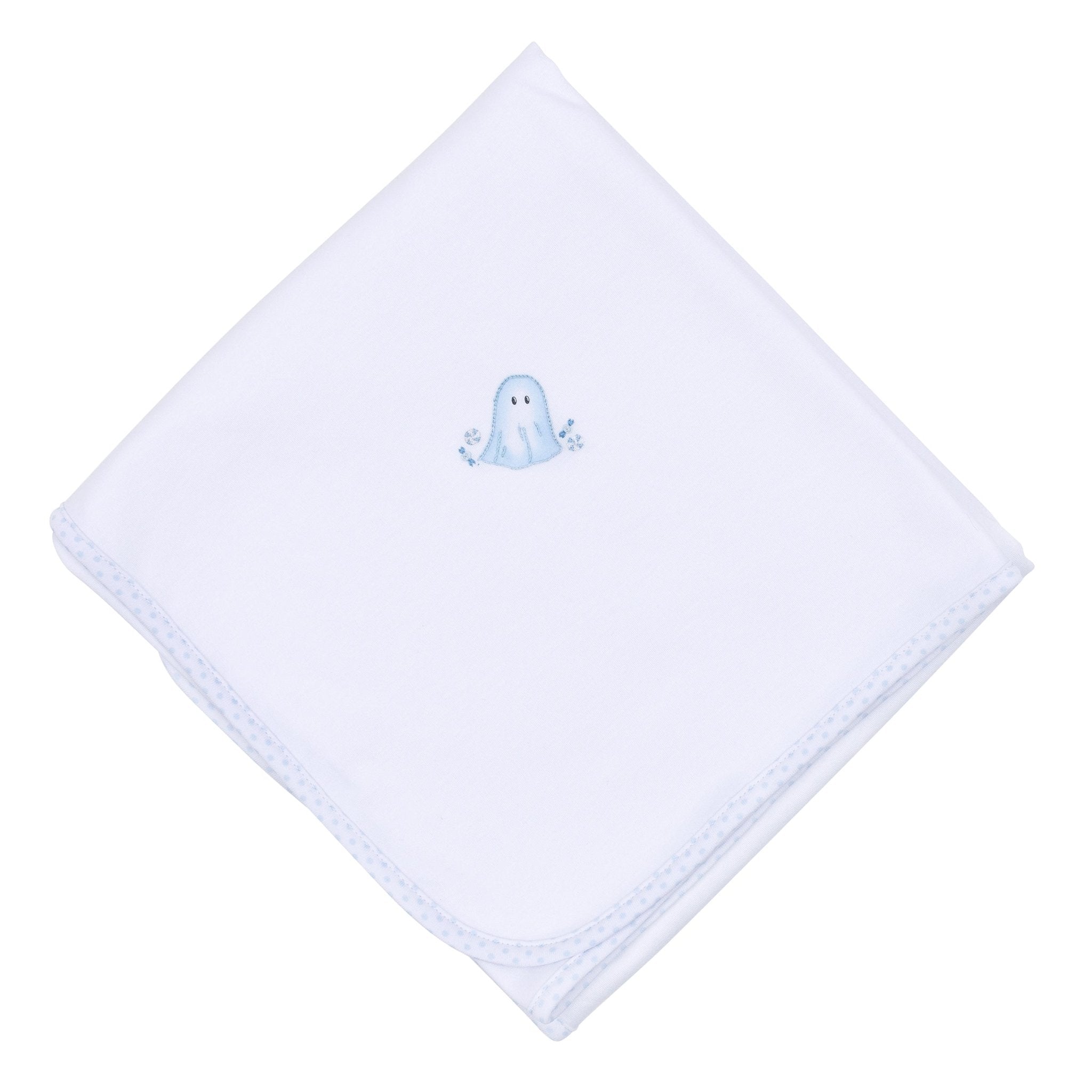 My Little Boo Embroidered Receiving Blanket - Light Blue - Magnolia BabyReceiving Blanket