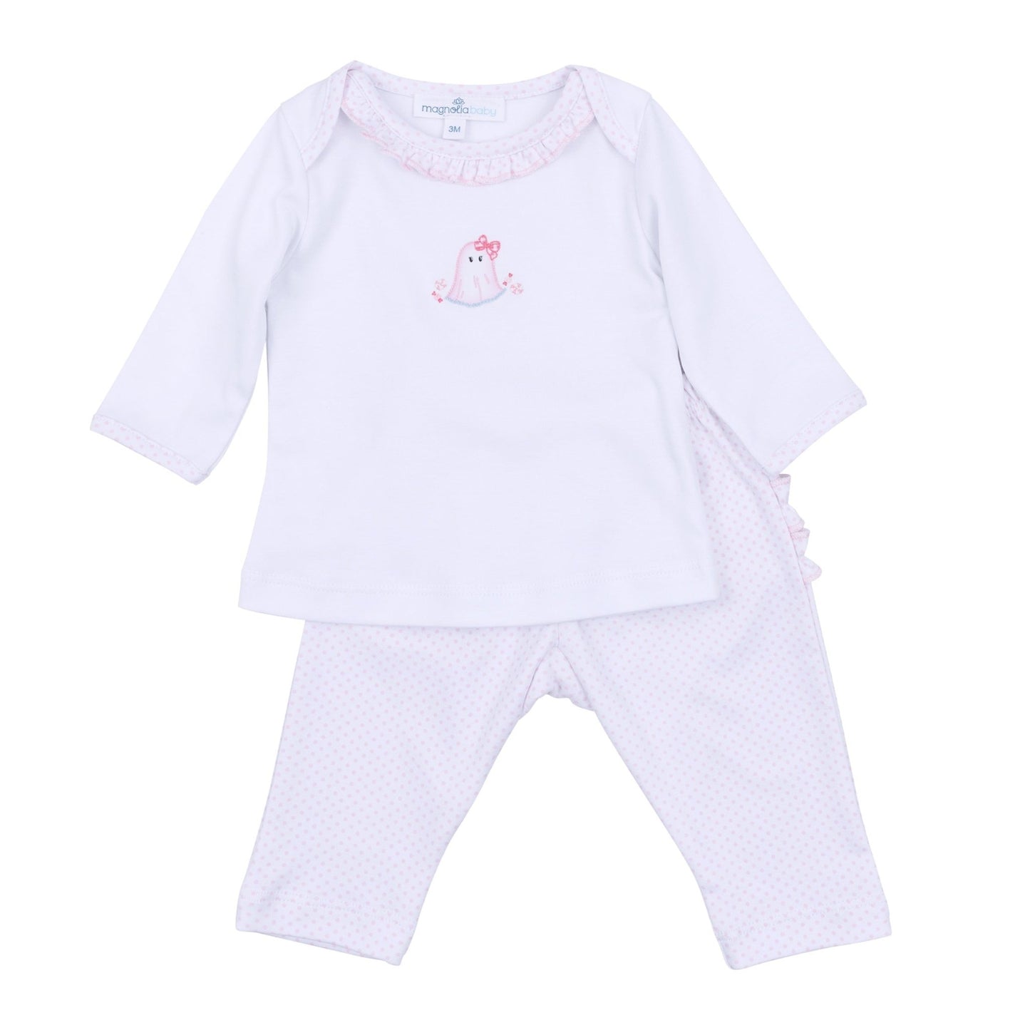 My Little Boo Embroidered Ruffle 2pc Pant Set - Pink - Magnolia Baby2pc Pant Set