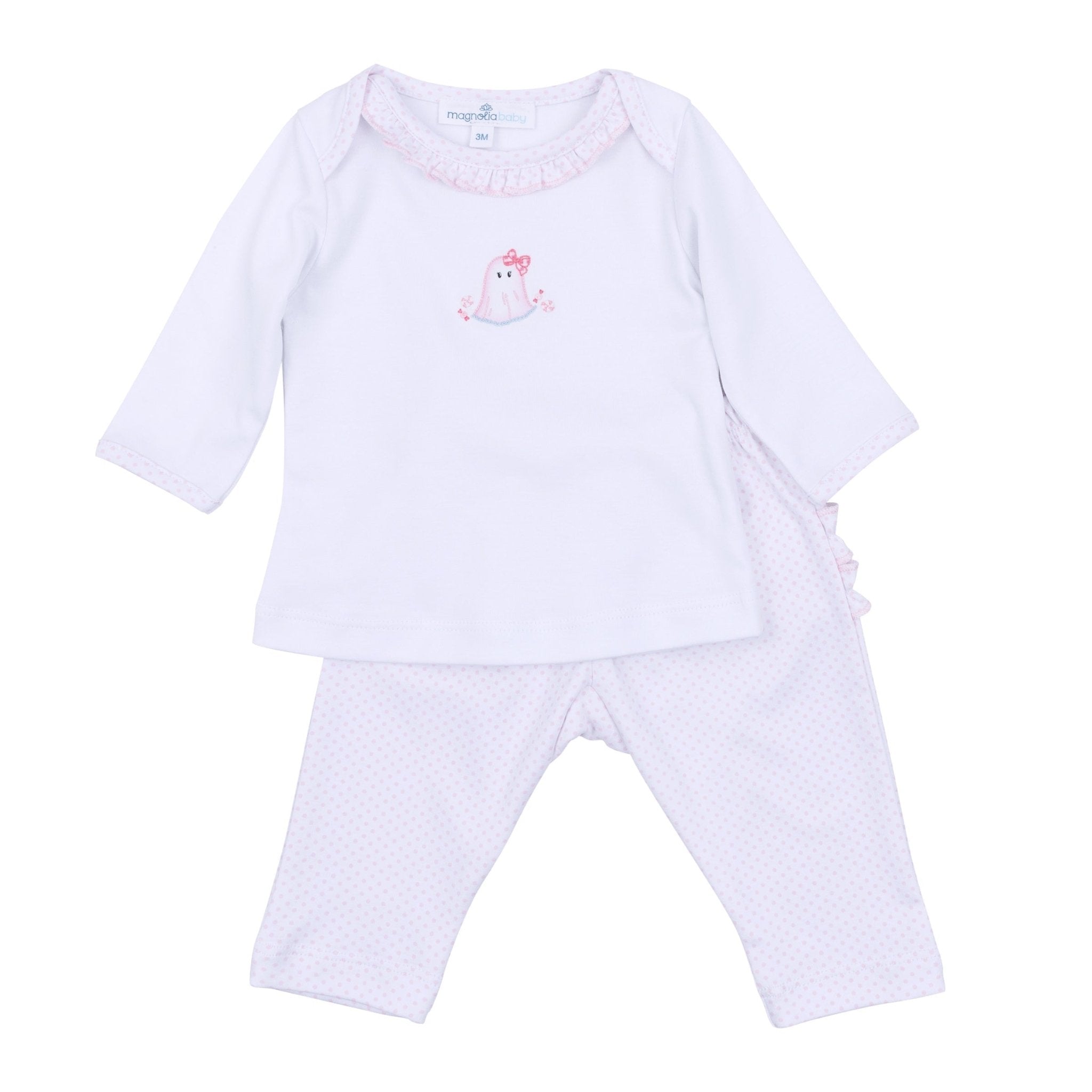 My Little Boo Embroidered Ruffle 2pc Pant Set - Pink - Magnolia Baby2pc Pant Set