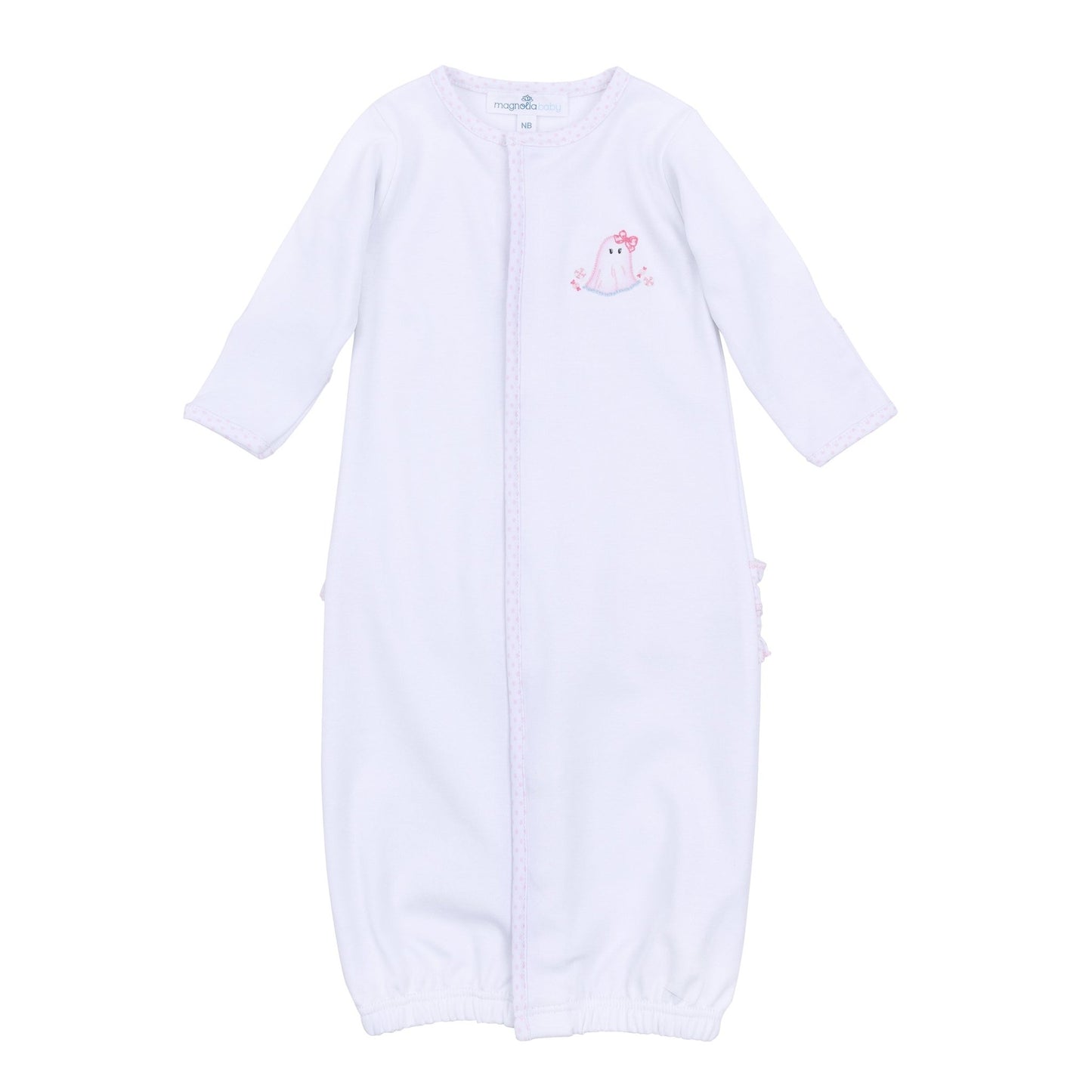 My Little Boo Embroidered Ruffle Converter - Pink - Magnolia BabyConverter Gown