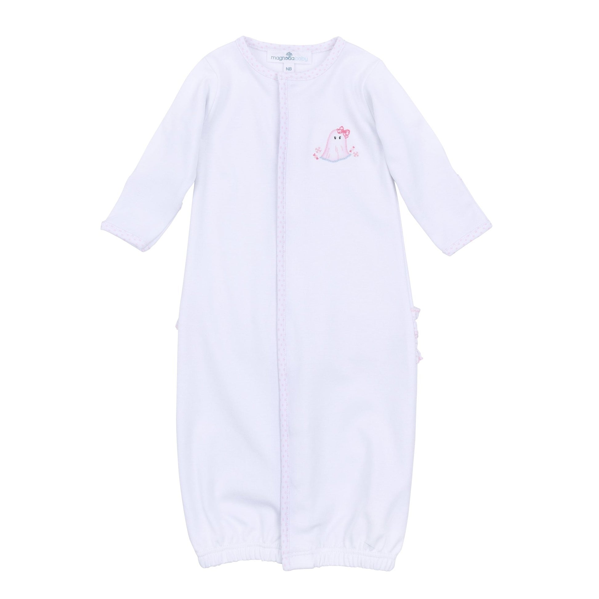 My Little Boo Embroidered Ruffle Converter - Pink - Magnolia BabyConverter Gown