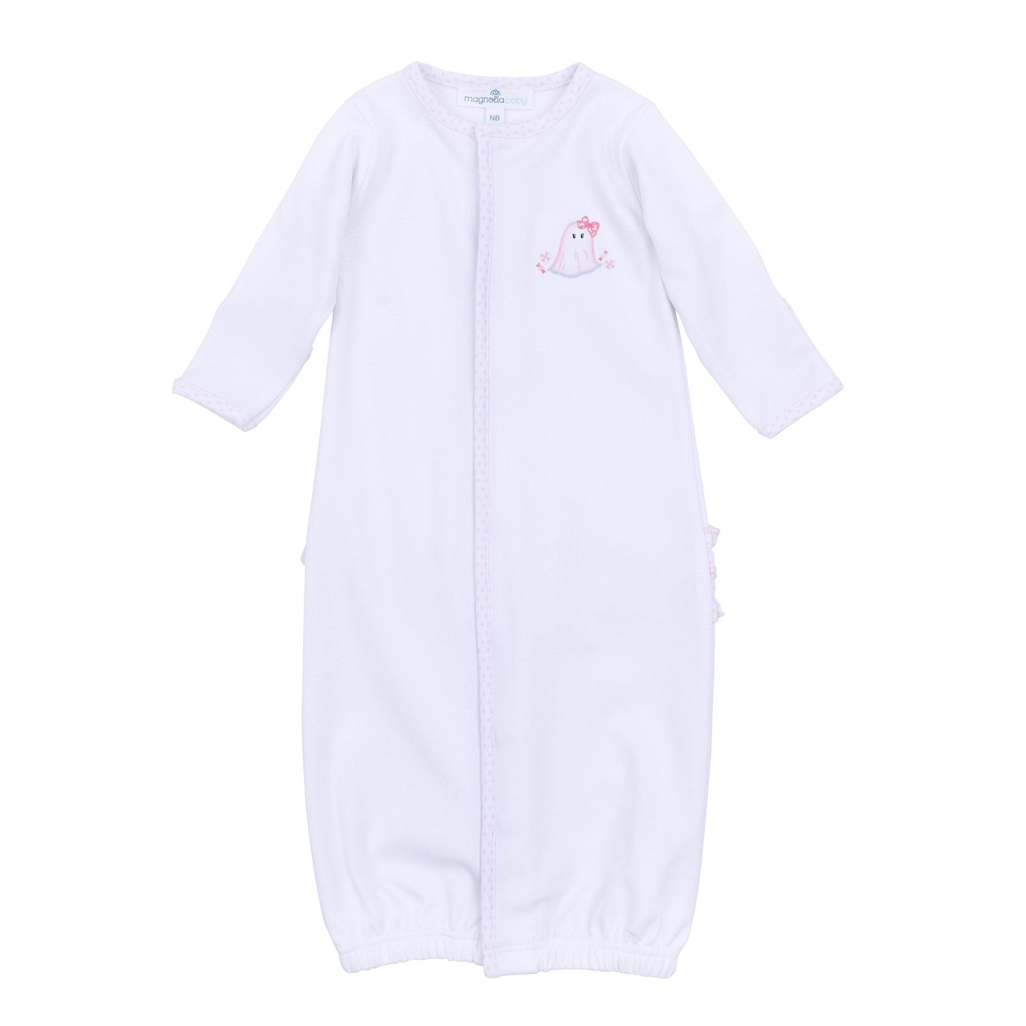 My Little Boo Embroidered Ruffle Converter - Pink - Magnolia BabyConverter Gown