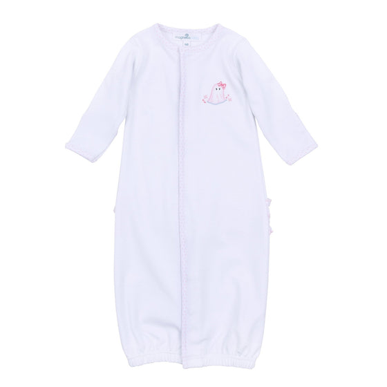 My Little Boo Embroidered Ruffle Converter - Pink - Magnolia BabyConverter Gown