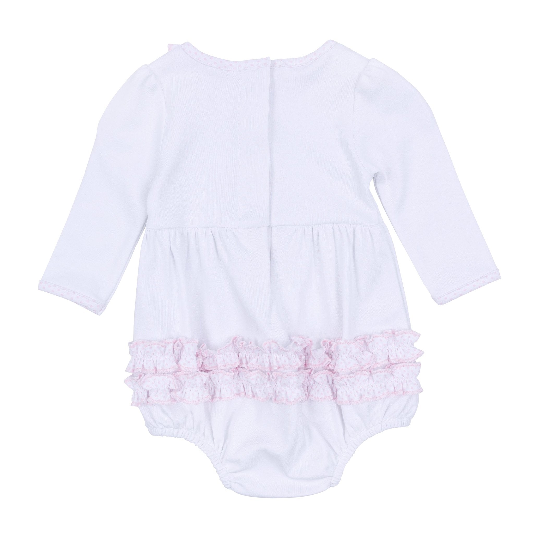 My Little Boo Embroidered Ruffle Long Sleeve Bubble - Pink - Magnolia BabyBubble
