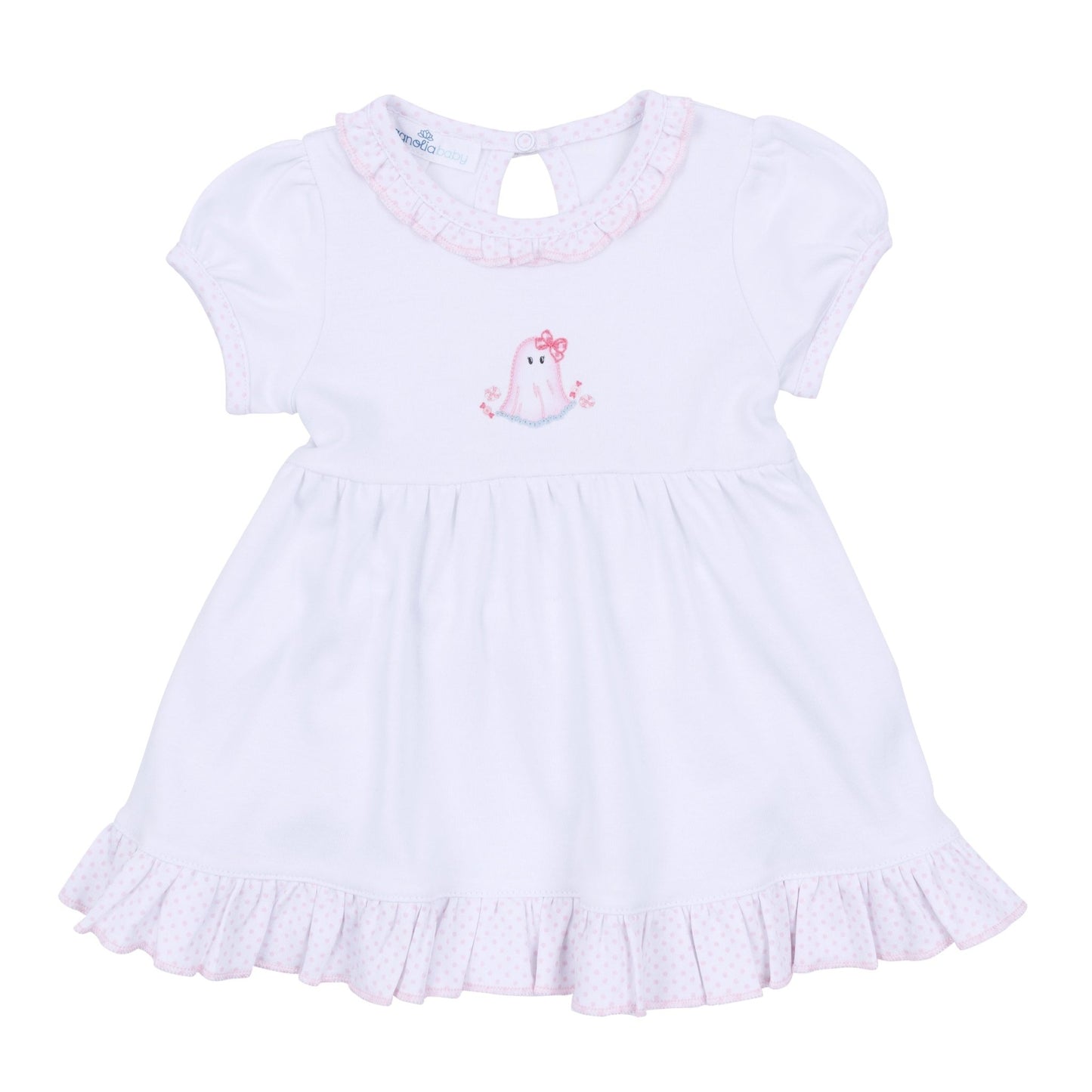 My Little Boo Embroidered Short Sleeve Dress - Pink - Magnolia BabyDress