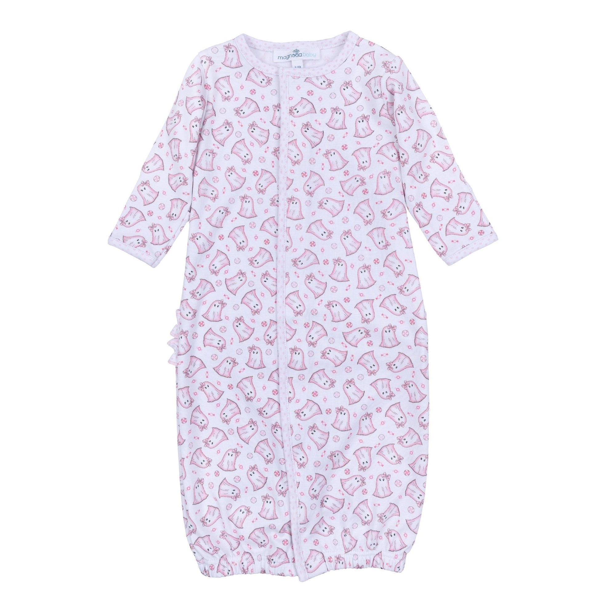 My Little Boo Print Ruffle Converter - Pink - Magnolia BabyConverter Gown