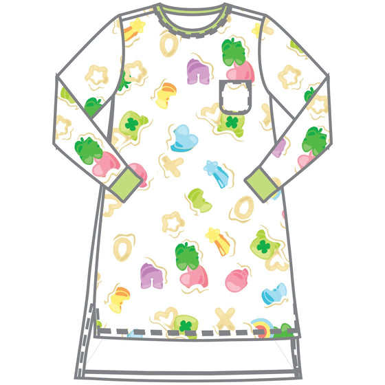 My Lucky Charm Celery Girl's Toddler Long Sleeve Nightdress - Magnolia BabyNightdress