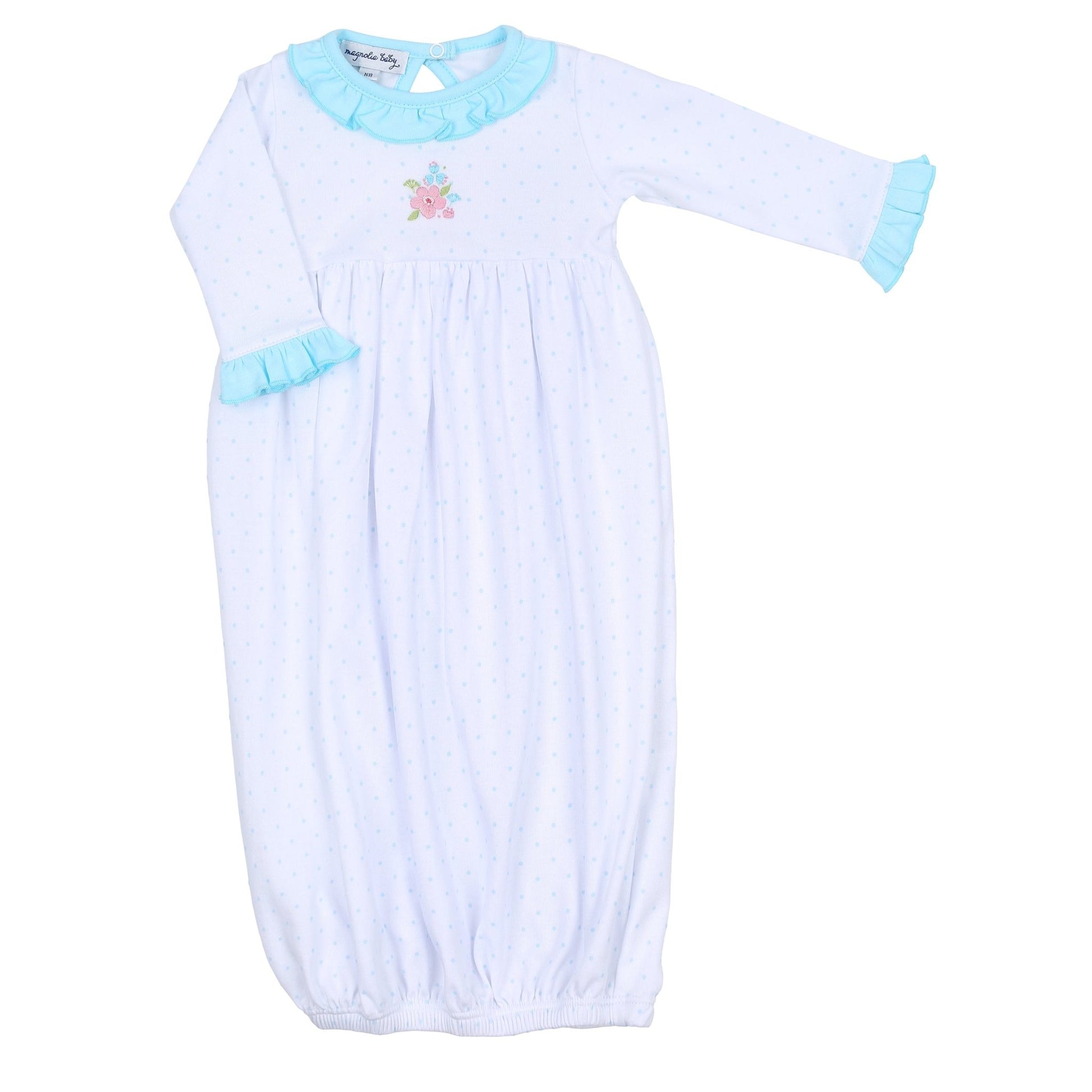 Natalie's Classics Embroidered Ruffle Gathered Gown - Magnolia BabyGown