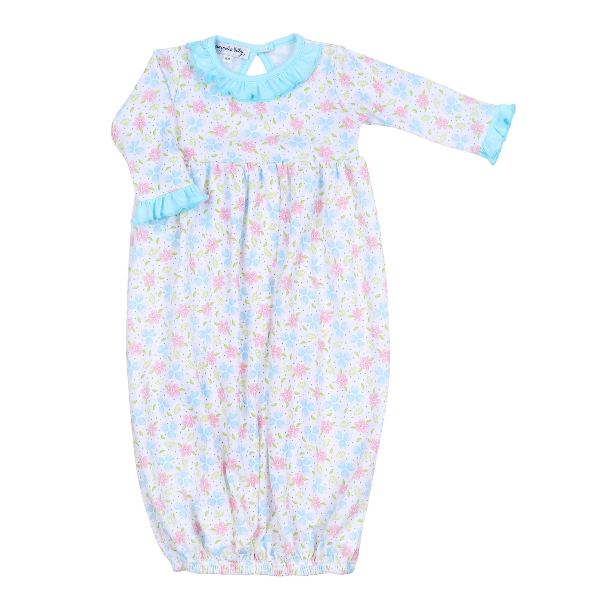 Natalie's Classics Print Ruffle Gathered Gown - Magnolia BabyGown