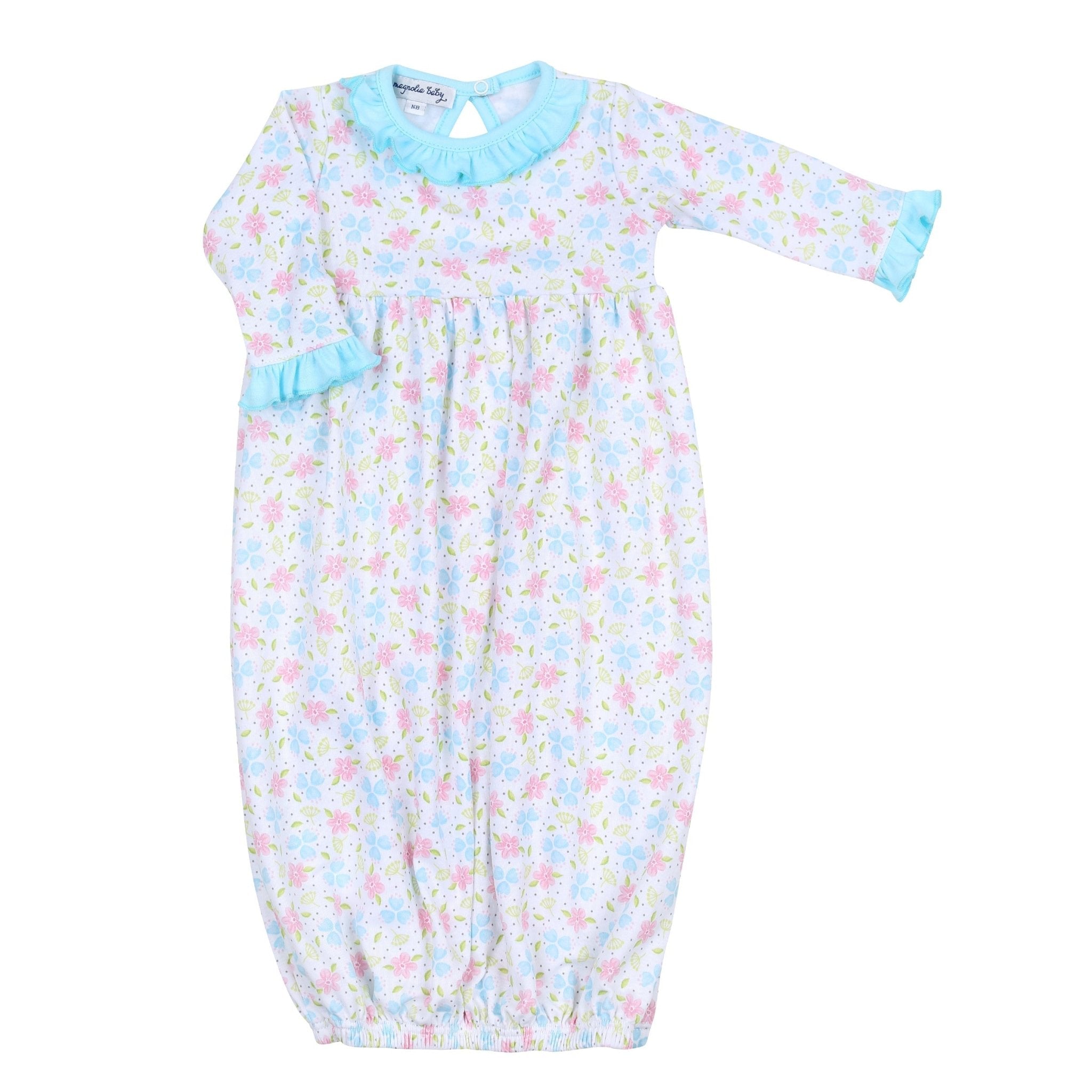 Natalie's Classics Print Ruffle Gathered Gown - Magnolia BabyGown