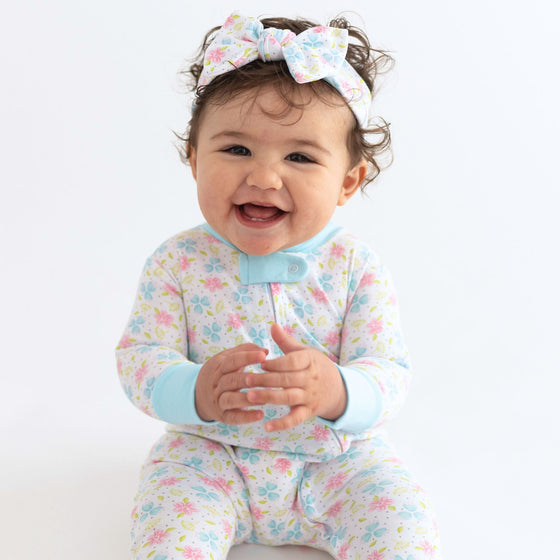 Natalie's Classics Print Zip Footie - Magnolia BabyFootie