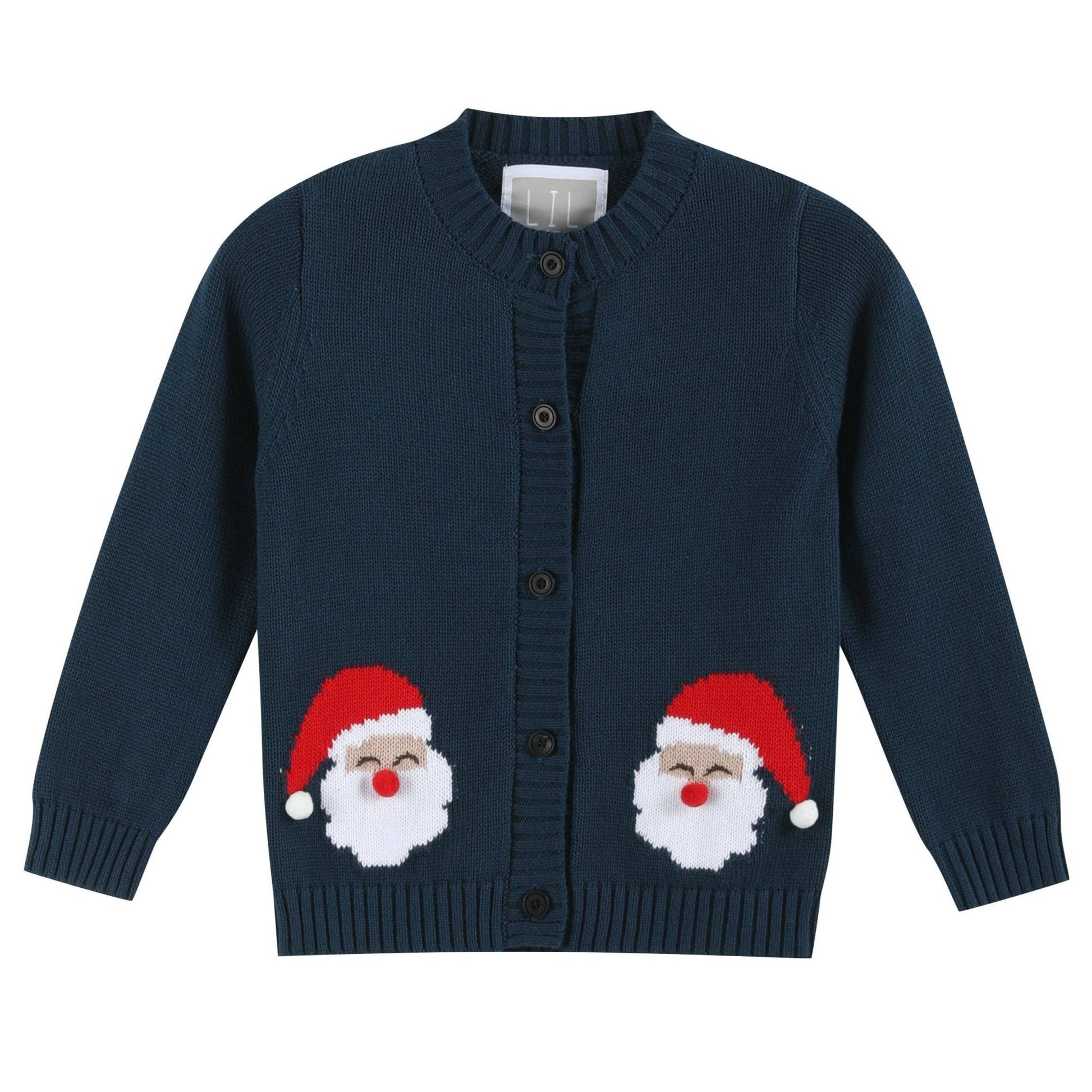 Navy Blue Christmas Santa Knit Cardigan - Magnolia BabyCardigan