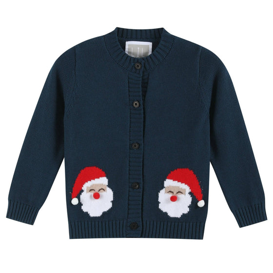 Navy Blue Christmas Santa Knit Cardigan - Magnolia BabyCardigan
