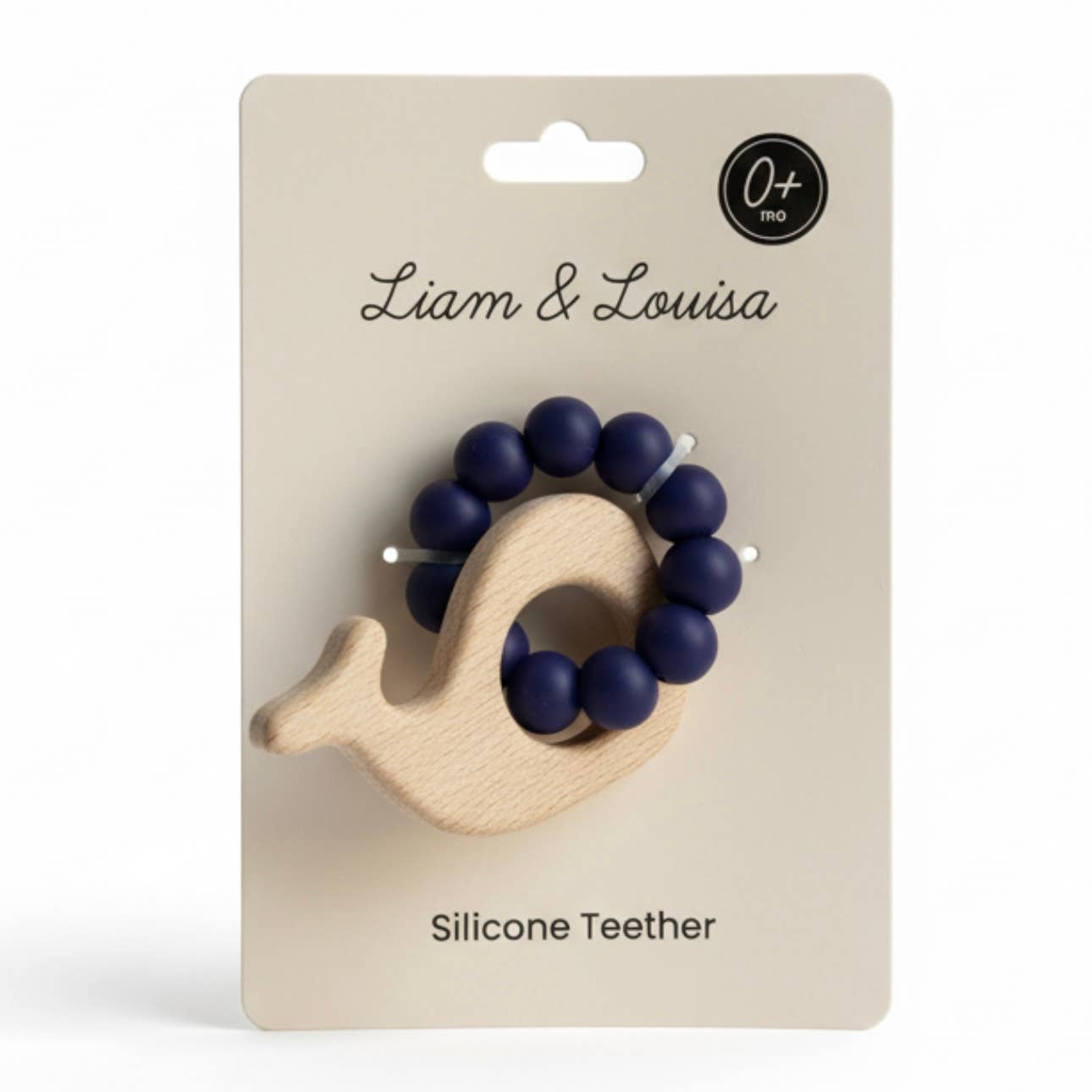 Navy Blue Whale Silicone & Beechwood Teether - Baby Gift - Magnolia BabyTeether