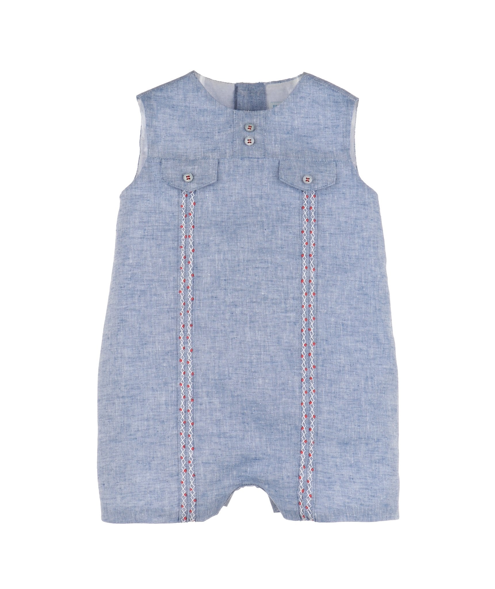 Navy Flap Pocket Romper - Magnolia BabyShortall