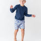 Navy Rashguard + Ocean Camo Swim Trunks - Magnolia BabySwimwear