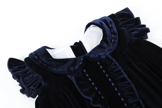 Navy Velour Flutter Dress - Magnolia BabyDress