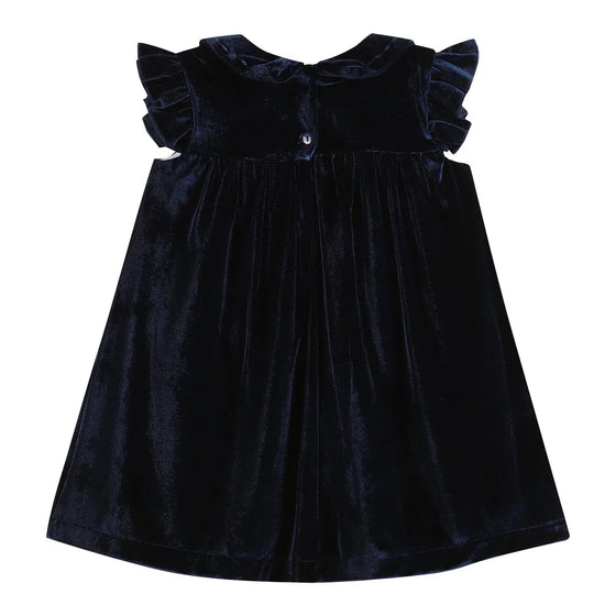Navy Velour Flutter Dress - Magnolia BabyDress
