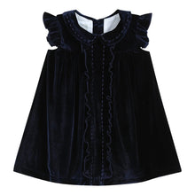  Navy Velour Flutter Dress - Magnolia BabyDress