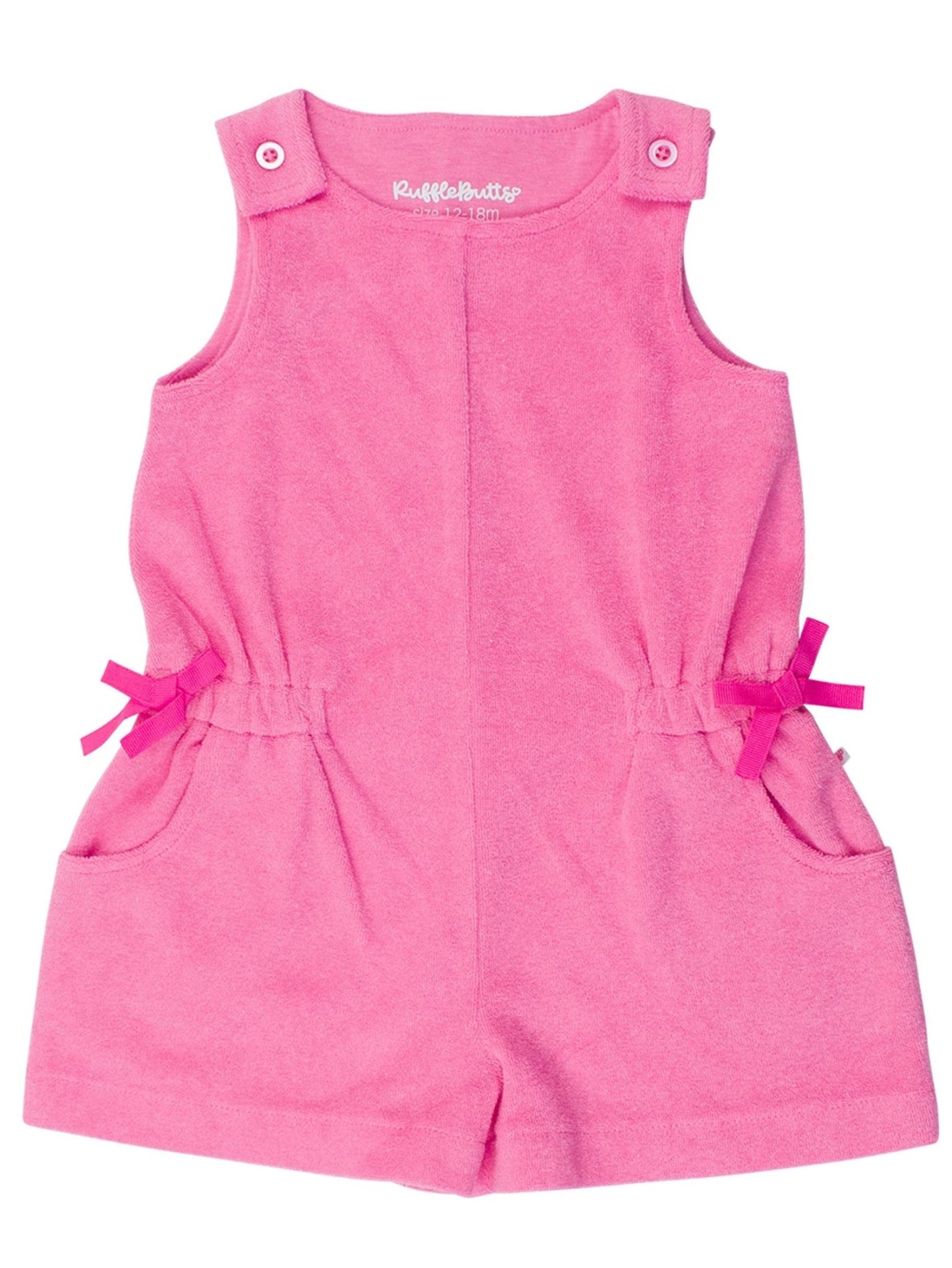 Neon Magenta Terry Cover - Up Romper - Magnolia BabySwim Coverup