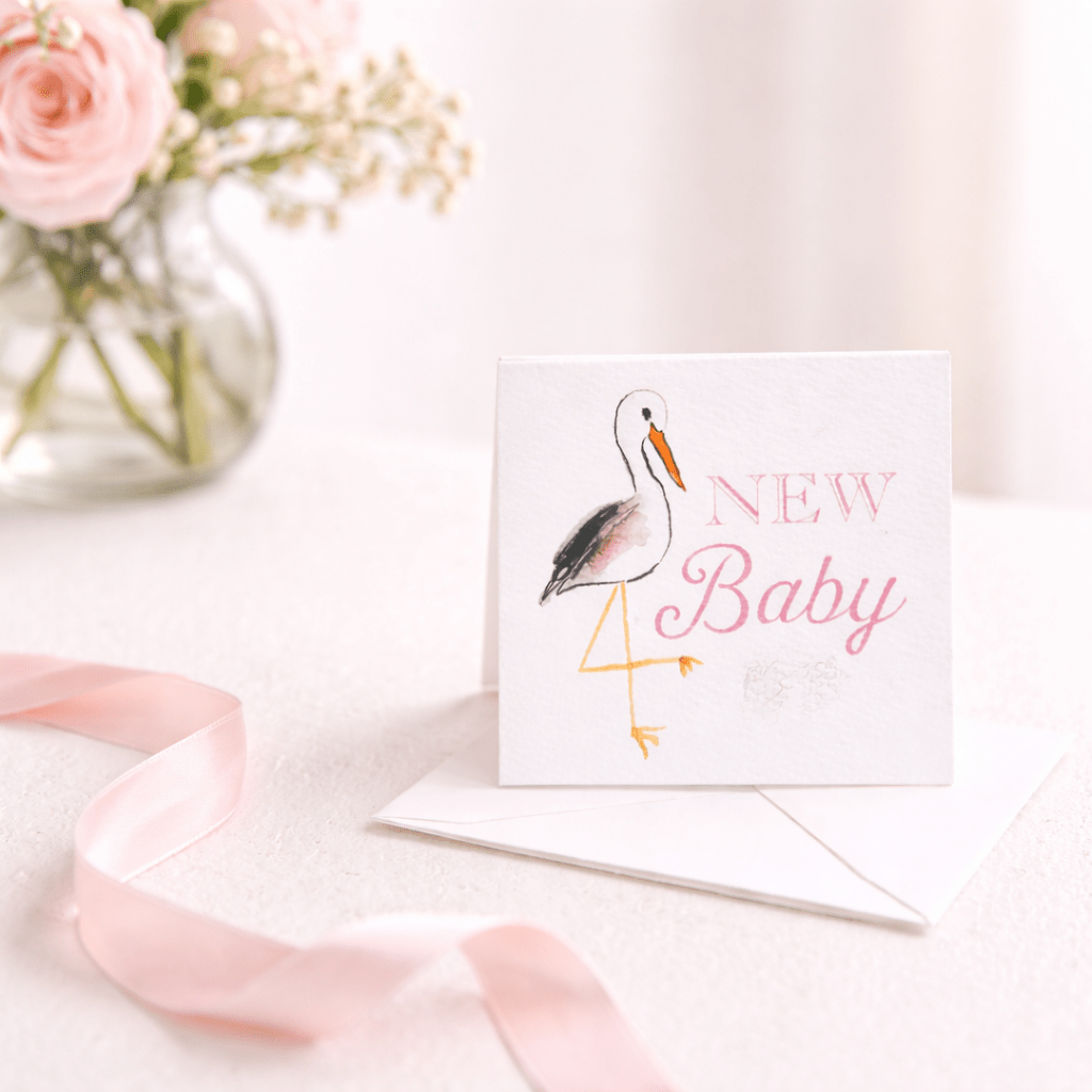 New Baby Girl Gift Enclosure Card - Stork