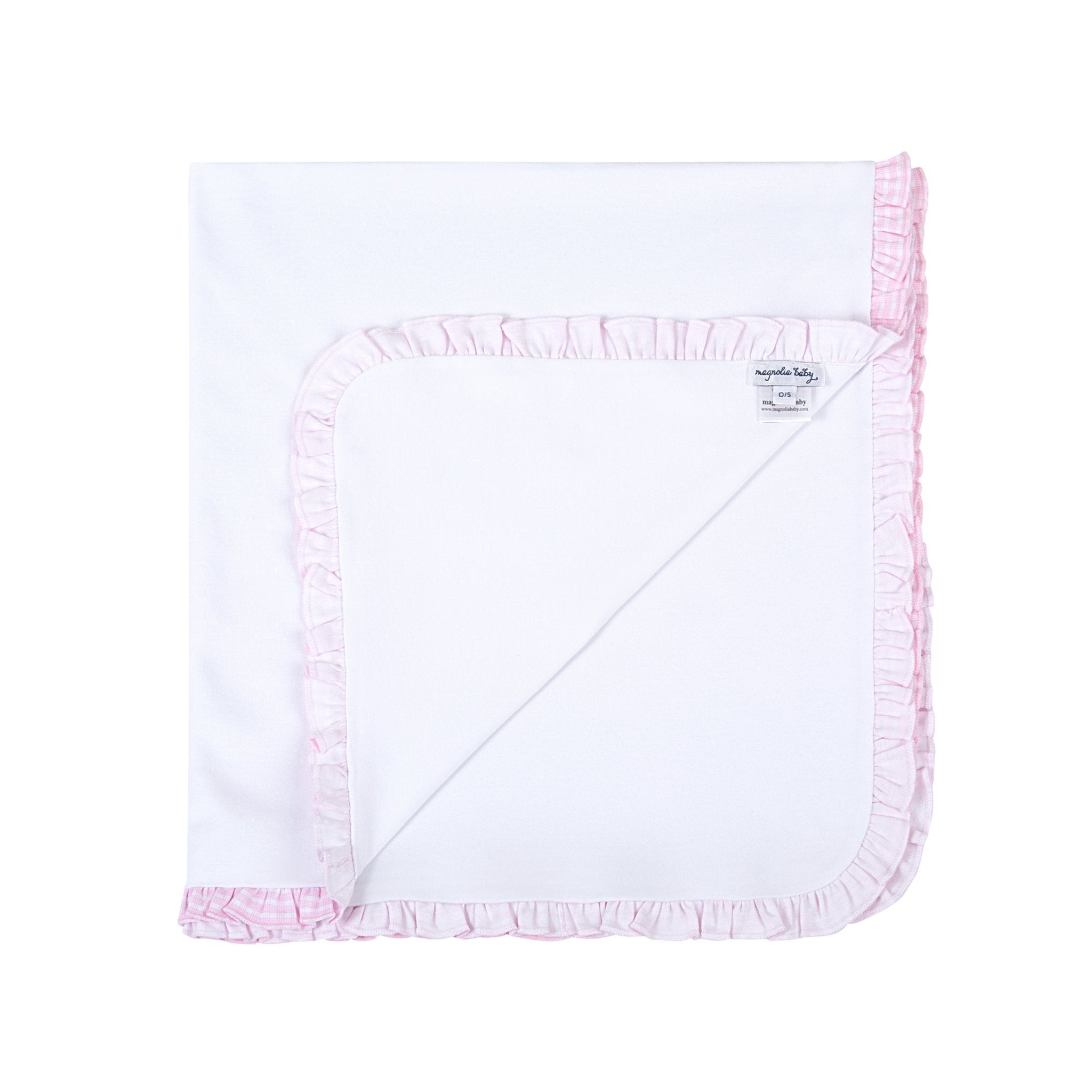 New Beginnings Ruffle Receiving Blanket - Pink - Magnolia BabyReceiving Blanket