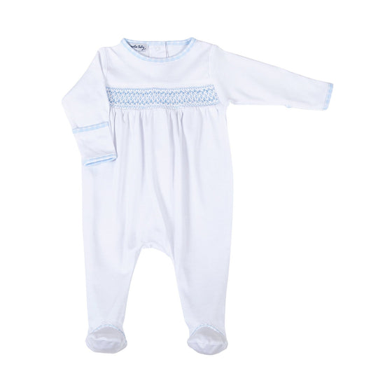 New Beginnings Smocked Footie - Blue - Magnolia BabyFootie