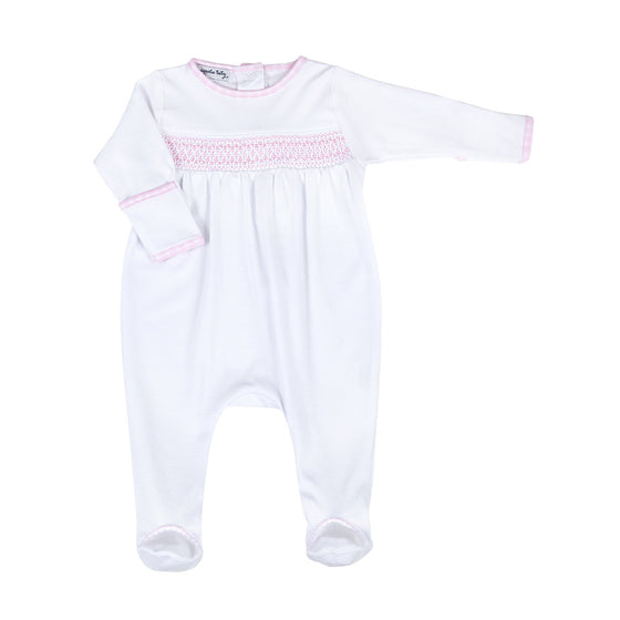 New Beginnings Smocked Footie - Pink - Magnolia BabyFootie