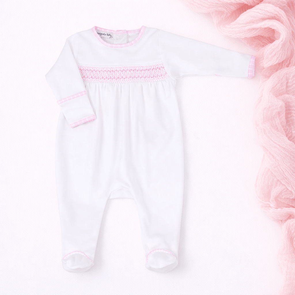New Beginnings Smocked Footie - Pink - Magnolia BabyFootie