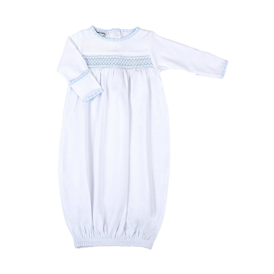 New Beginnings Smocked Gathered Gown - Blue - Magnolia BabyGown