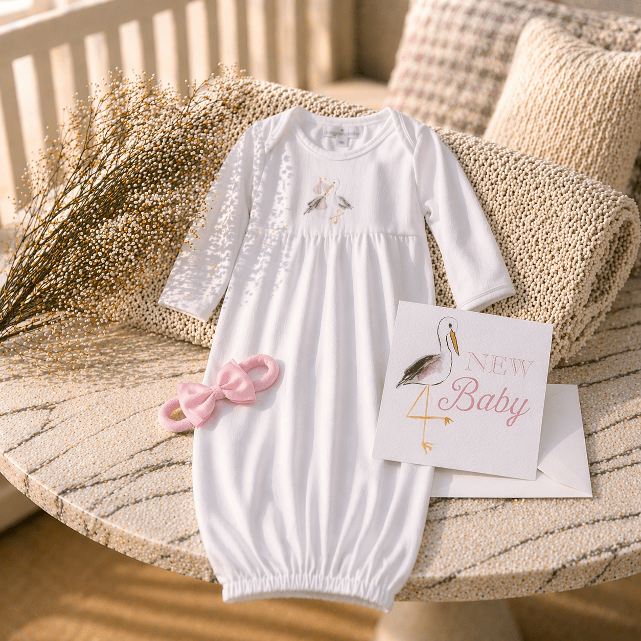 Newborn Baby Girl Gown Gift Set - Vintage Stork - Pink - Magnolia BabyBaby Gift Set