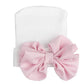 Newborn Hat - White with Pink bow - Magnolia BabyHat