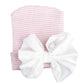 Newborn Hospital Hat - Pink with White bow - Magnolia BabyHat