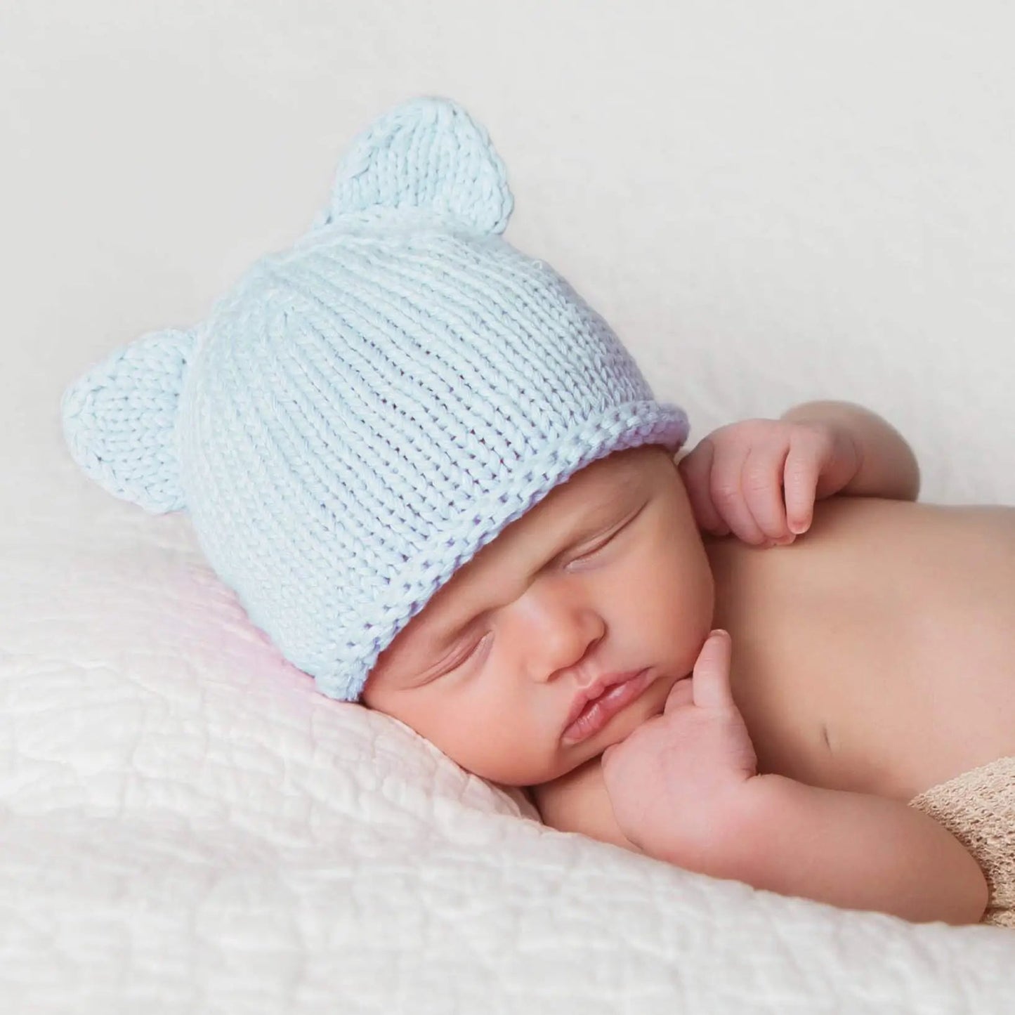 Newborn Teddy Bear Hat - Blue - Magnolia BabyHat