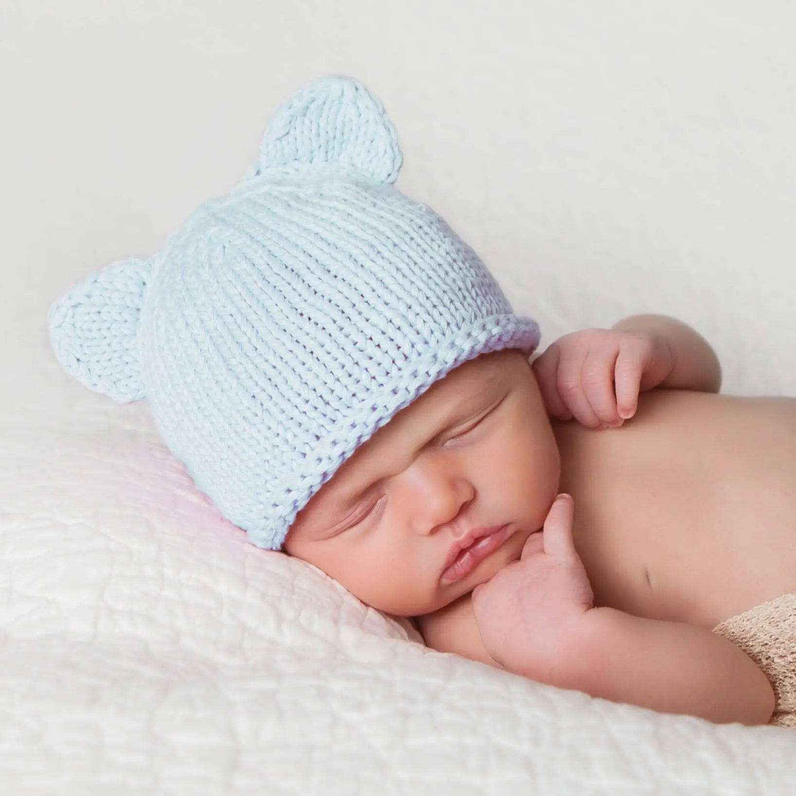 Newborn Teddy Bear Hat - Blue - Magnolia BabyHat