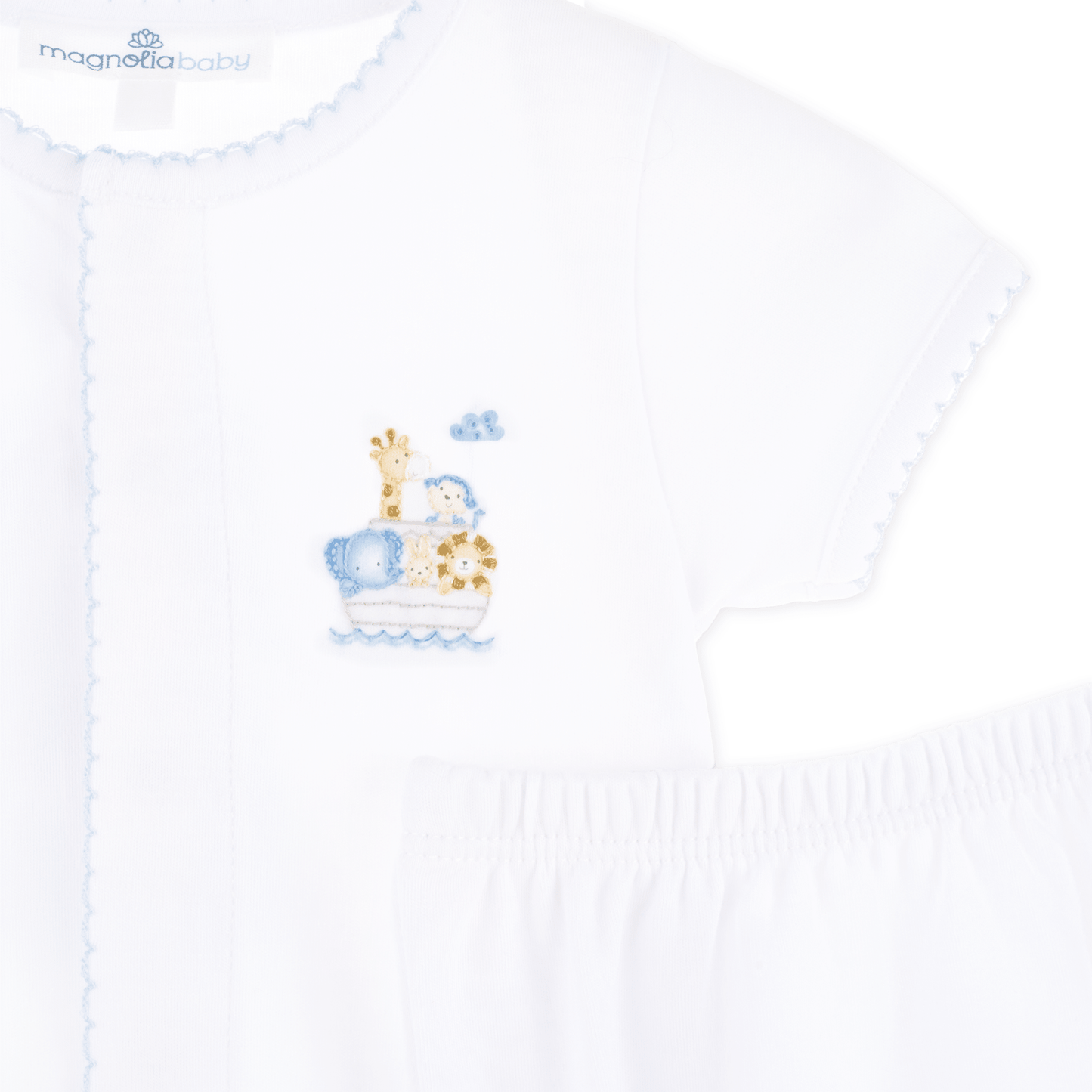 Noah's Ark Hand - Embroiderd Diaper Cover Set - Light Blue - Magnolia BabyDiaper Cover