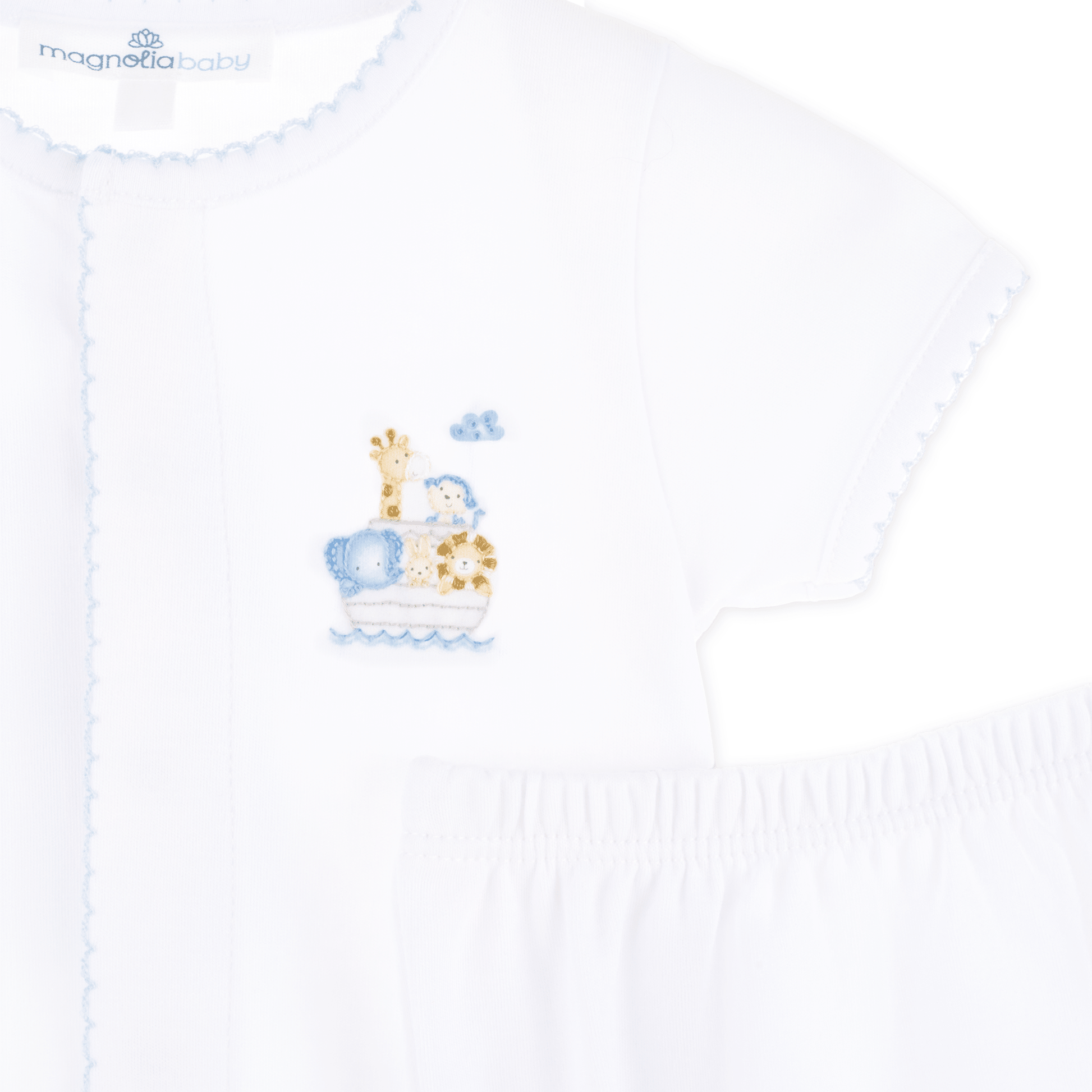 Noah's Ark Hand - Embroiderd Diaper Cover Set - Light Blue - Magnolia BabyDiaper Cover