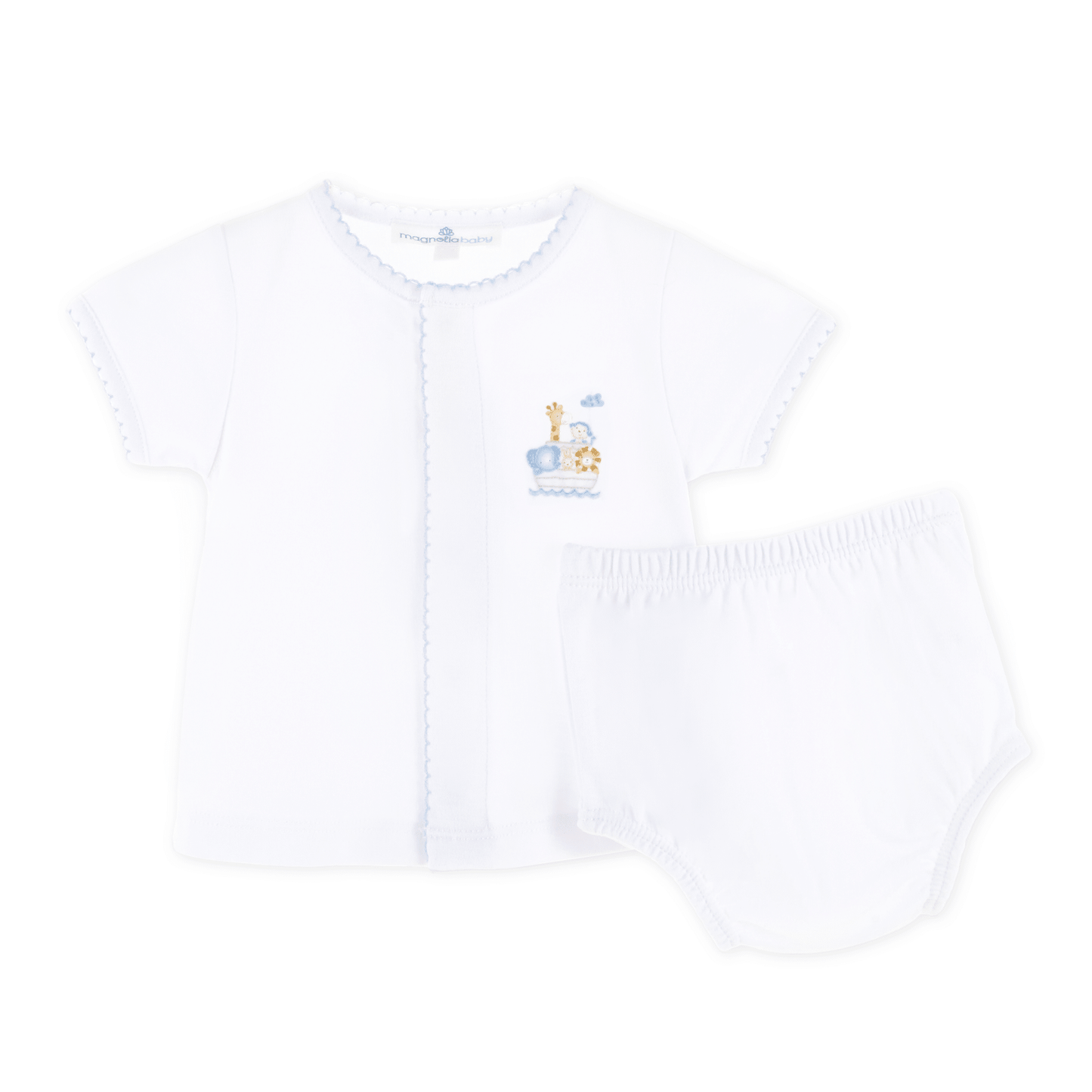 Noah's Ark Hand - Embroiderd Diaper Cover Set - Light Blue - Magnolia BabyDiaper Cover
