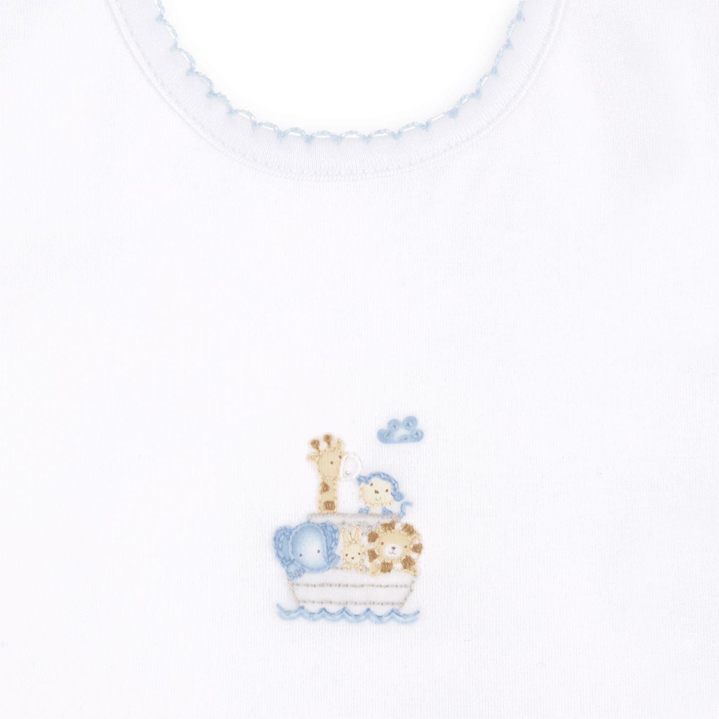 Noah's Ark Hand - Embroidered Bib - Light Blue - Magnolia BabyBib