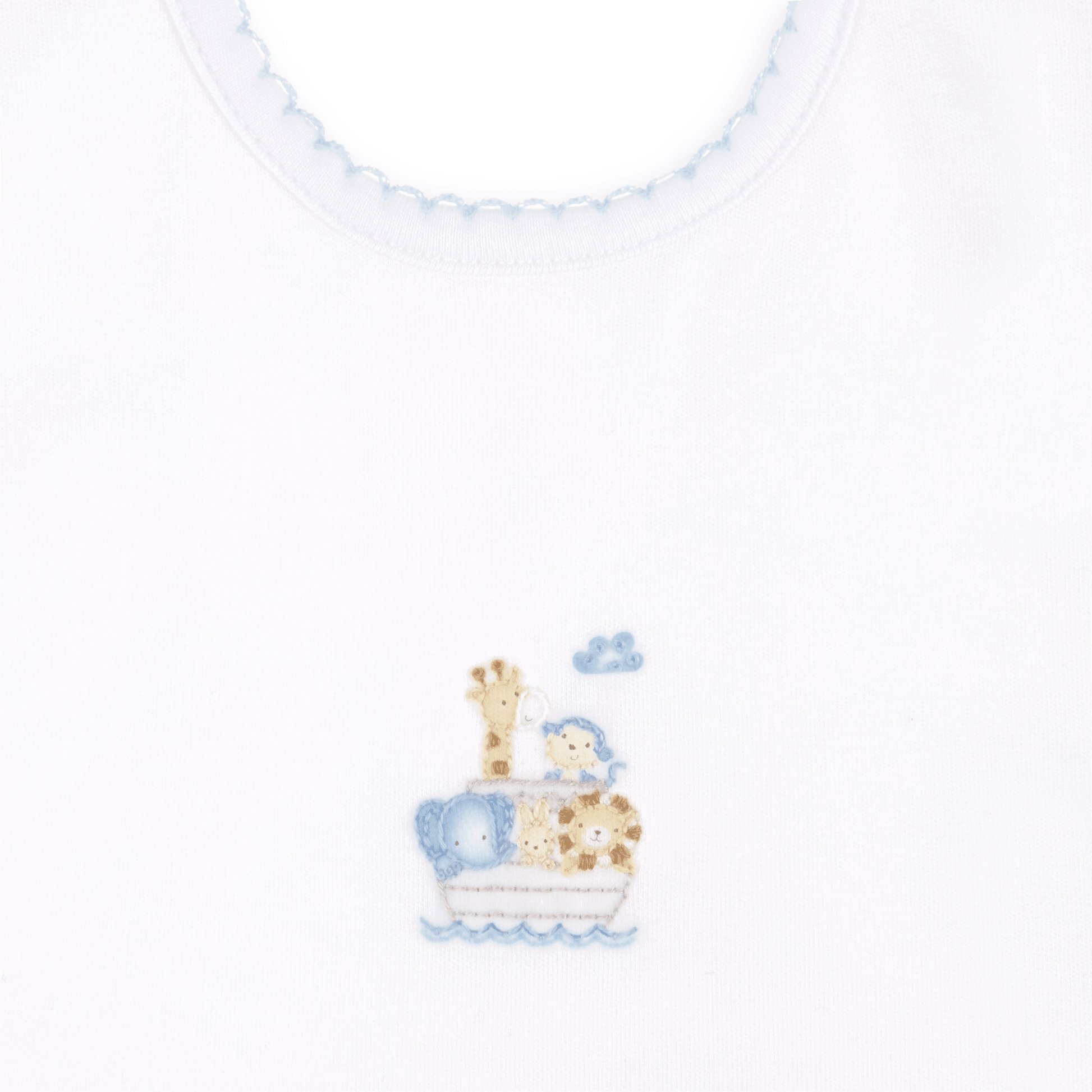 Noah's Ark Hand - Embroidered Bib - Light Blue - Magnolia BabyBib