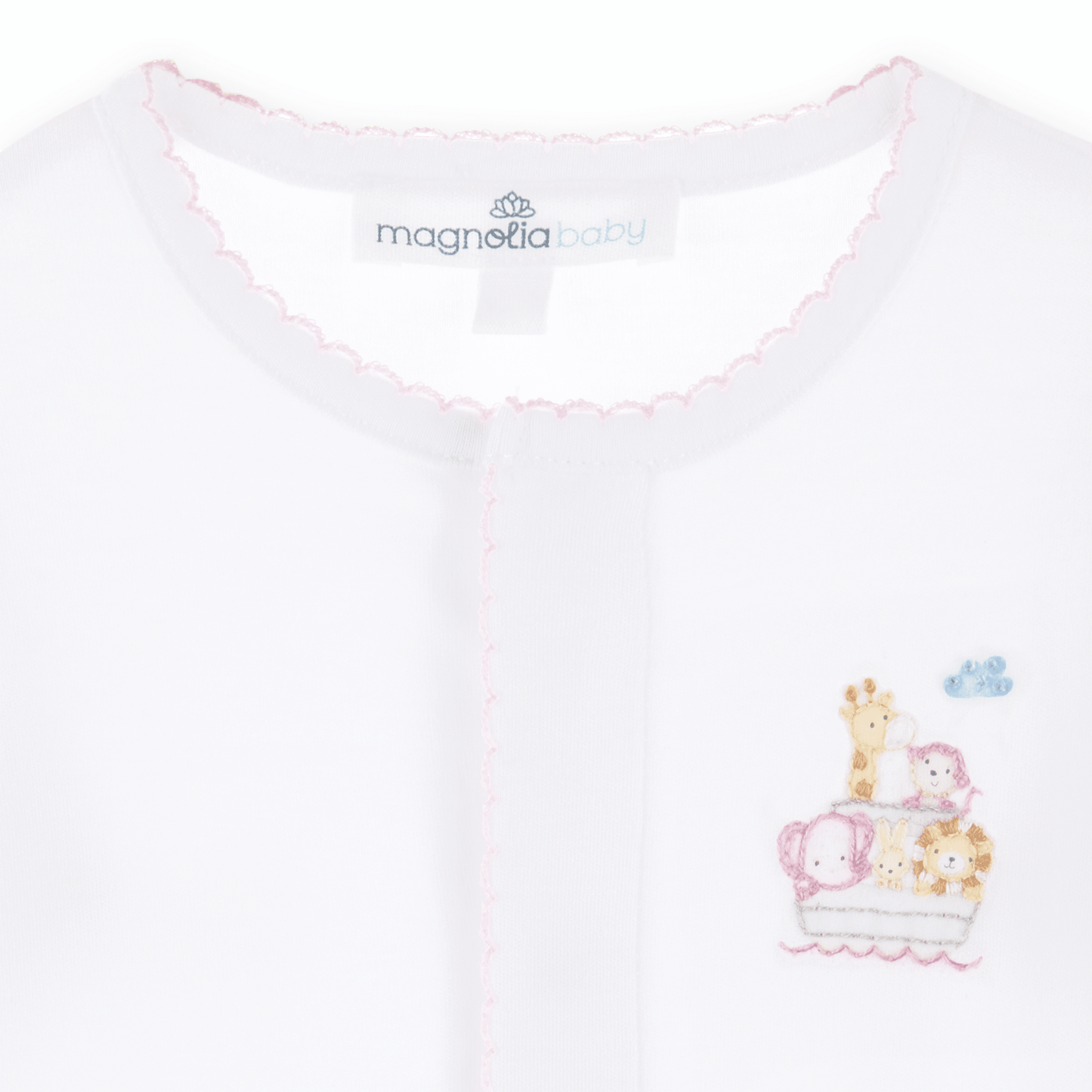 Noah's Ark Hand - Embroidered Footie - Pink - Magnolia BabyFootie