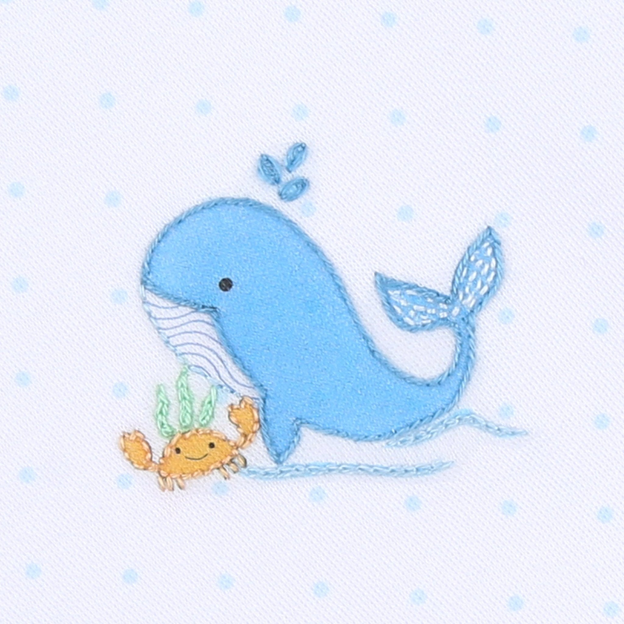 Ocean Bliss Blue Embroidered Footie - Magnolia BabyFootie