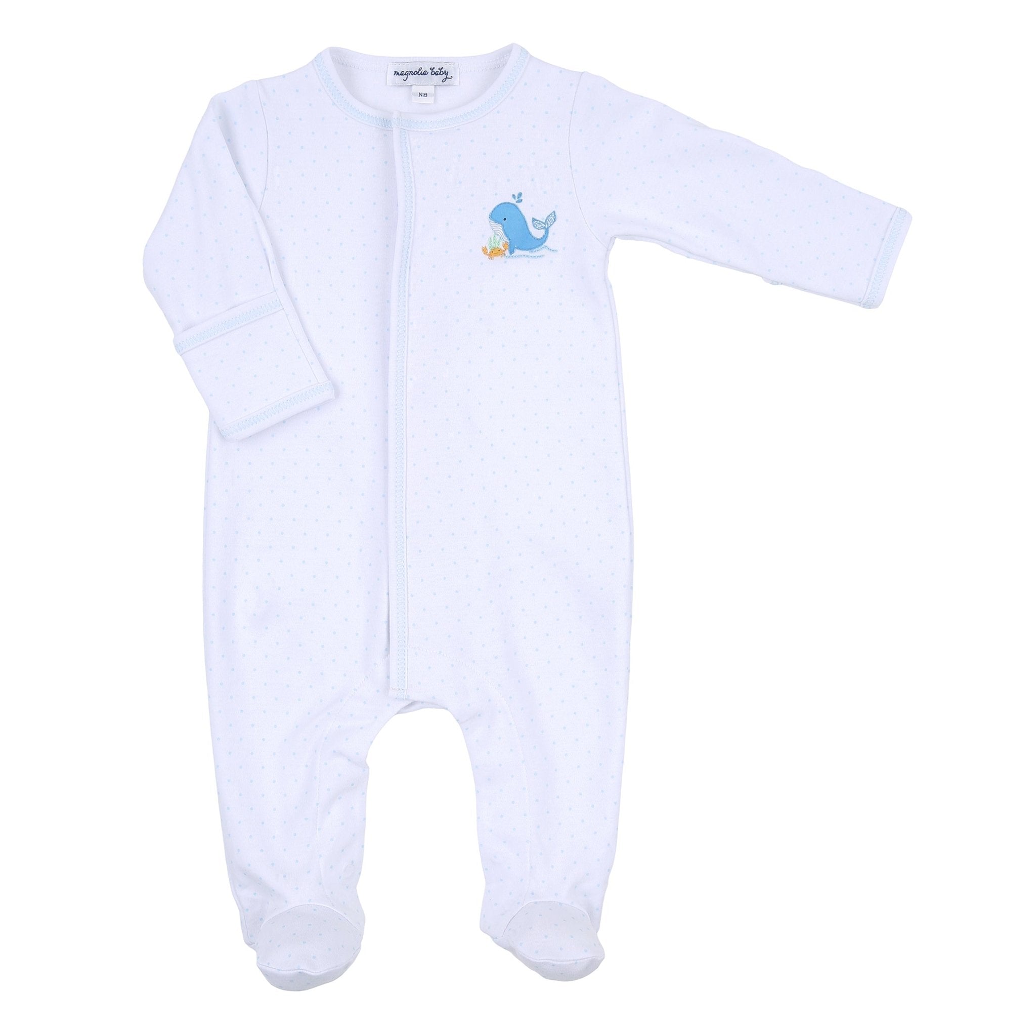 Ocean Bliss Blue Embroidered Footie - Magnolia BabyFootie