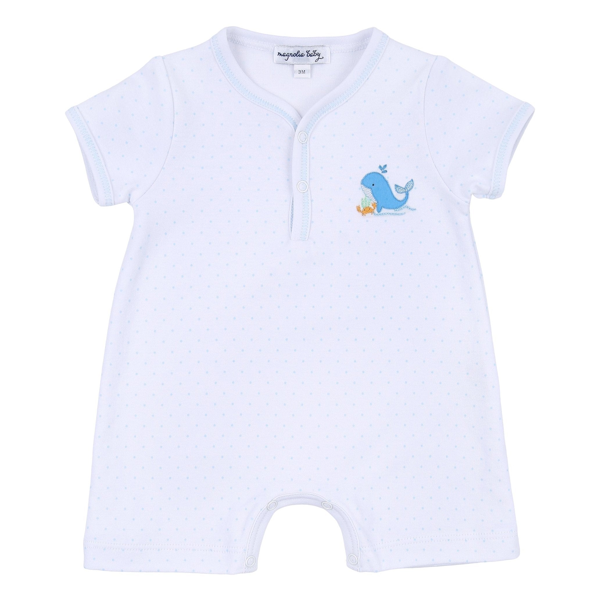 Ocean Bliss Blue Embroidered Short Playsuit - Magnolia BabyShort Playsuit