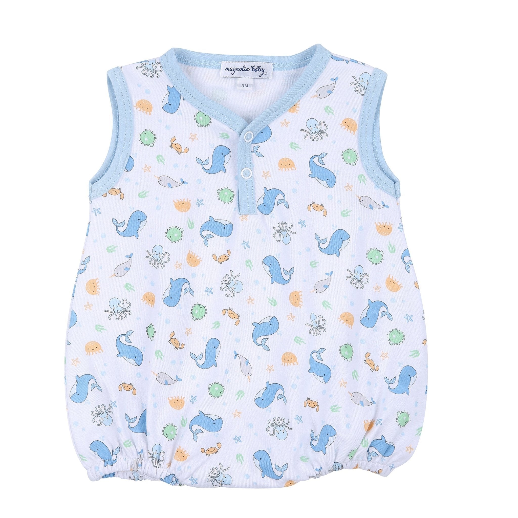 Ocean Bliss Blue Infant Print Sleeveless Bubble - Magnolia BabyBubble