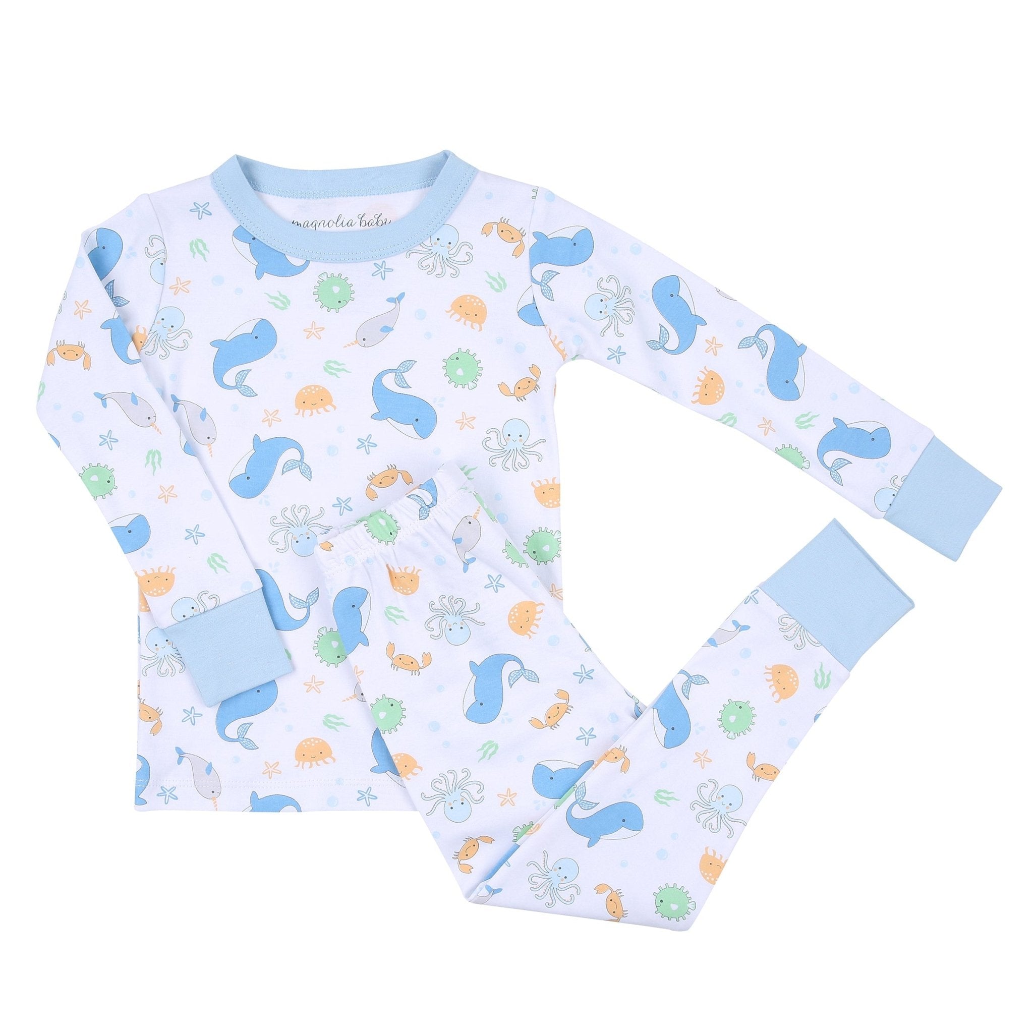Ocean Bliss Blue Infant/Toddler Long Pajamas - Magnolia BabyLong Pajamas