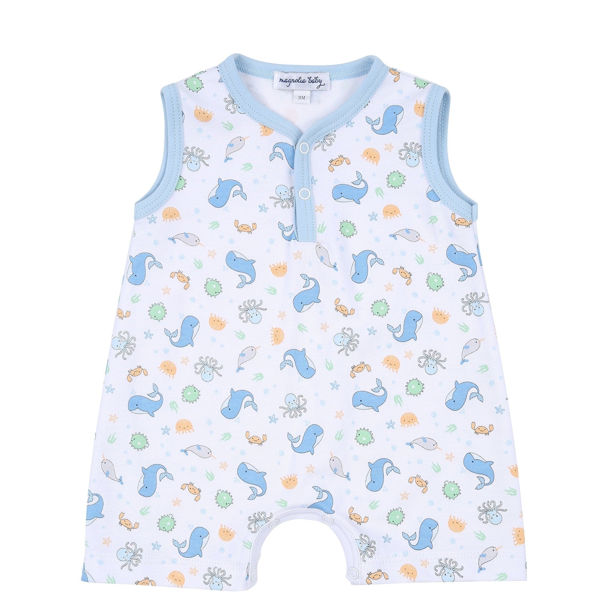 Ocean Bliss Blue Print Sleeveless Short Playsuit - Magnolia BabyShort Playsuit