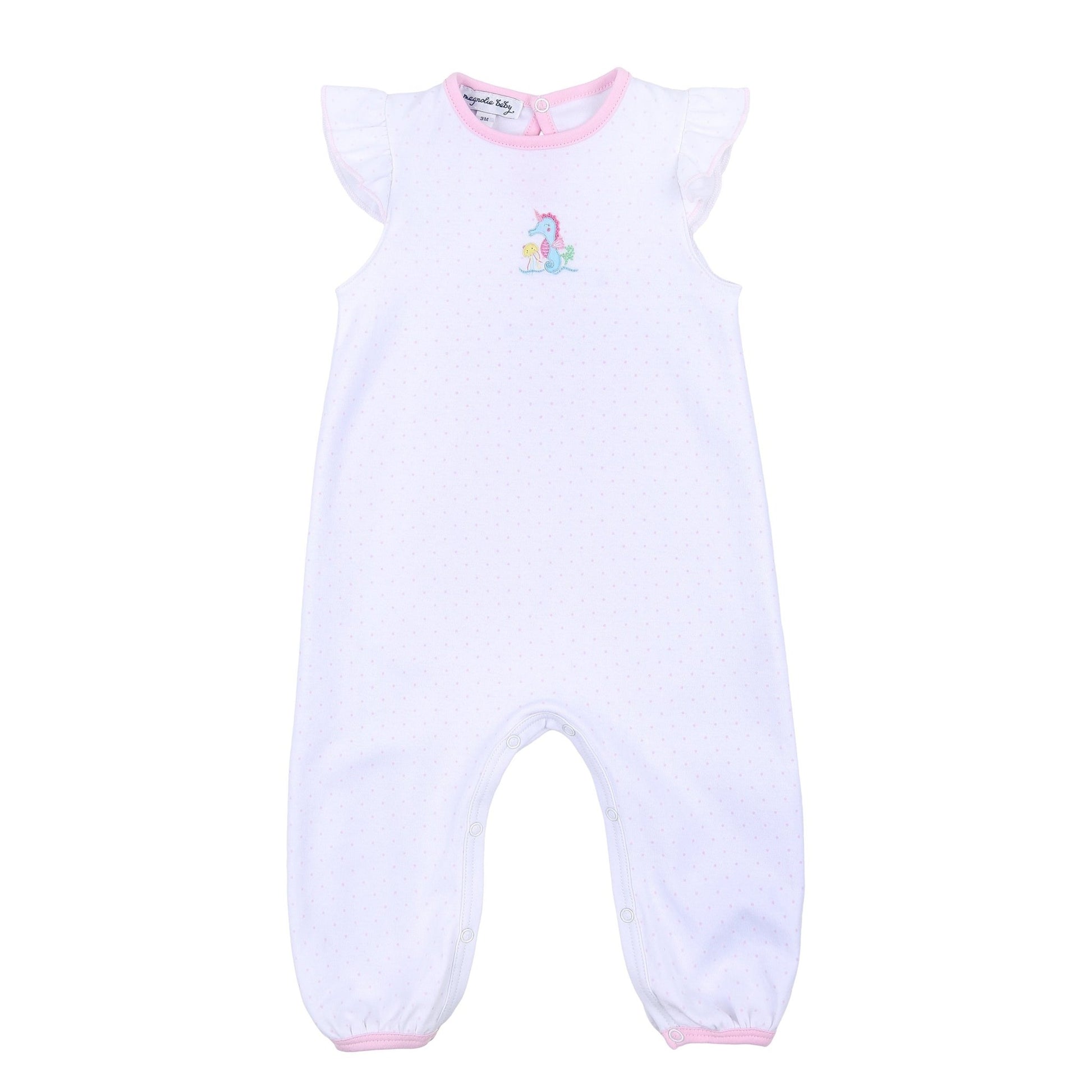 Ocean Bliss Pink Embroidered Flutters Playsuit - Magnolia BabyPlaysuit