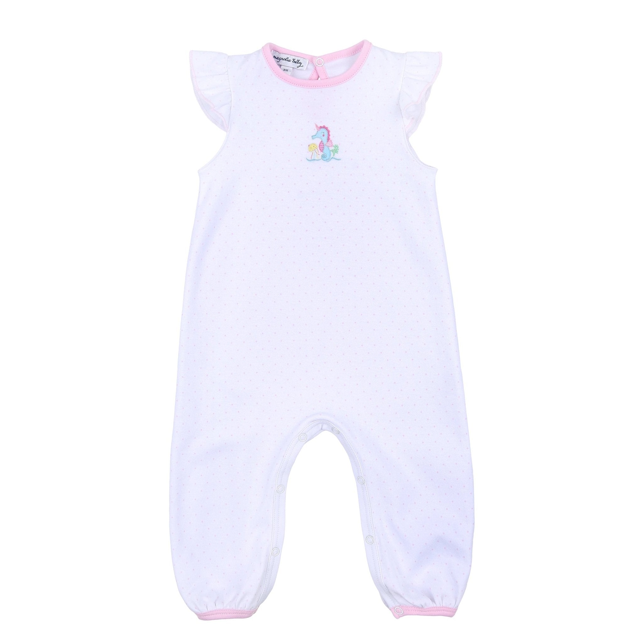 Ocean Bliss Pink Embroidered Flutters Playsuit - Magnolia BabyPlaysuit