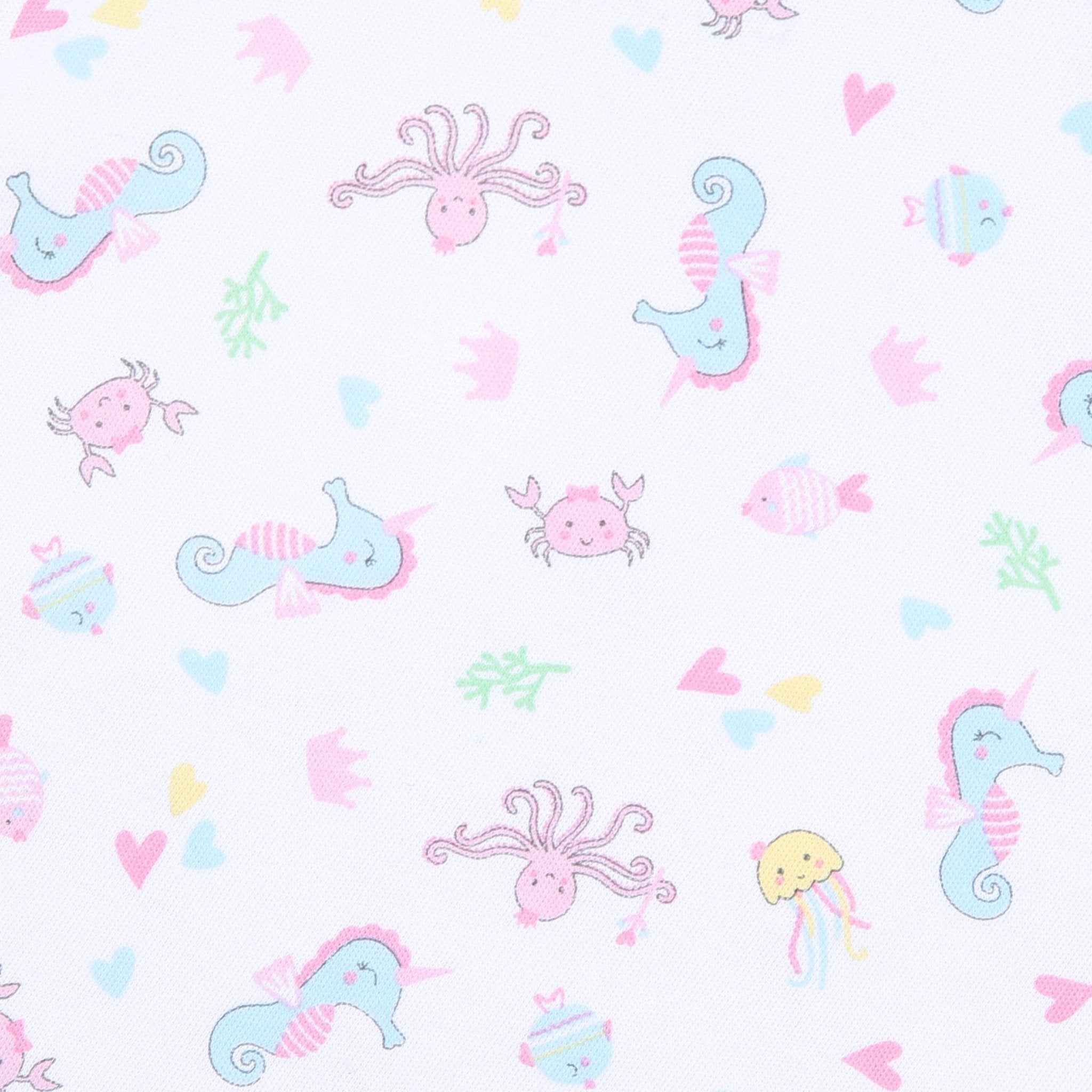 Ocean Bliss Pink Print Ruffle Footie - Magnolia BabyFootie